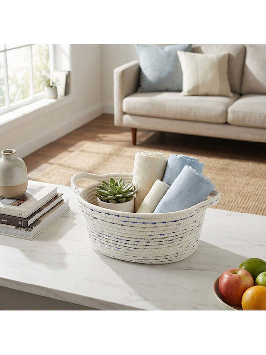 SteweHome Decorative Fabric Basket with Handles Multicolour 14x22x31cm