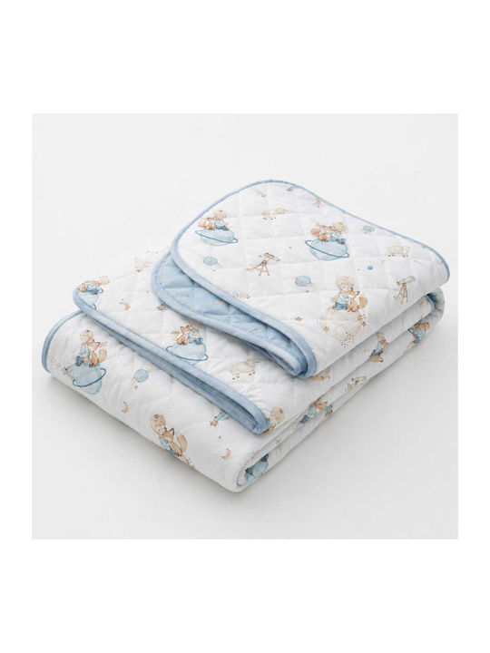 Vesta Home Βρεφικό Κουβερλί Βαμβακερό White-ciel 120x160cm