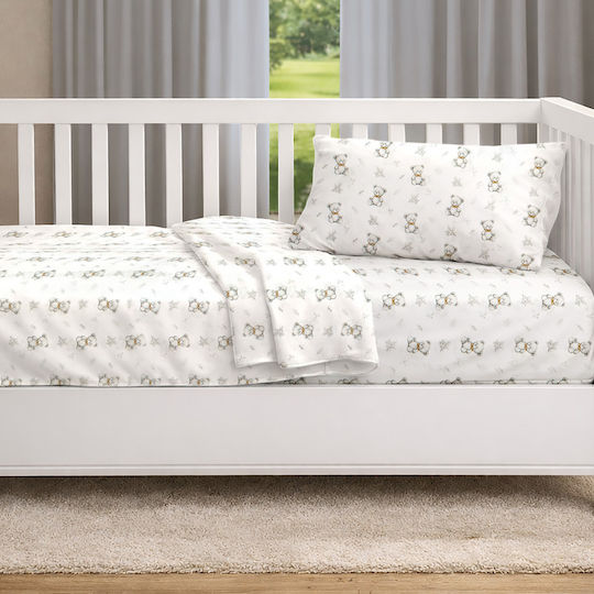 Dimcol Детска Покривка За Завивка Newborn Bear 717 1 Бяло-Сива 120x160см