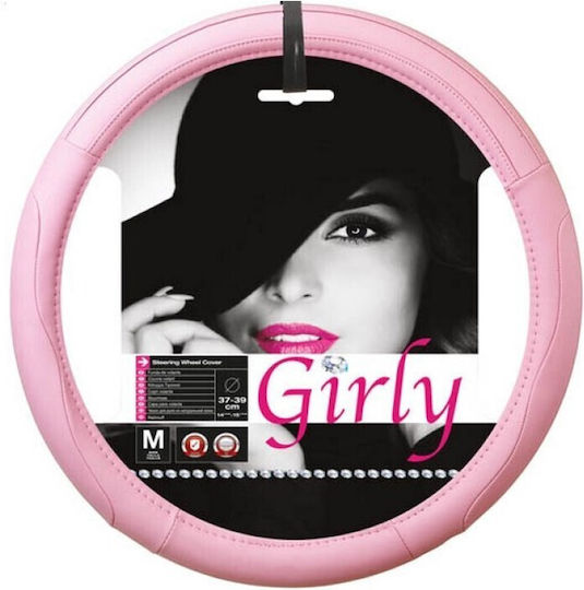 Auto Gs Κάλυμμα Τιμονιού Αυτοκινήτου Girly με Διάμετρο 37-39εκ. από Δερματίνη Ροζ