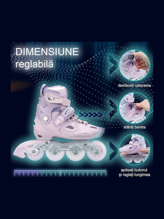 Action One Pastel Purple Adjustable Inline Skates Size M 32-35