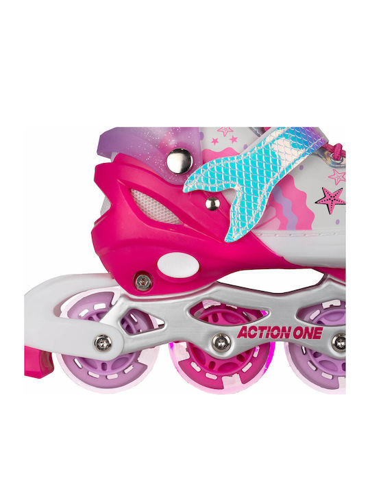 Action One Little Mermaid Adjustable Inline Skates Size M 35-38 Pink