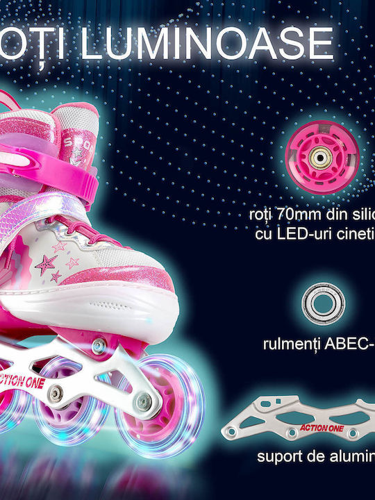 Action One Little Mermaid Adjustable Inline Skates Size M 35-38 Pink