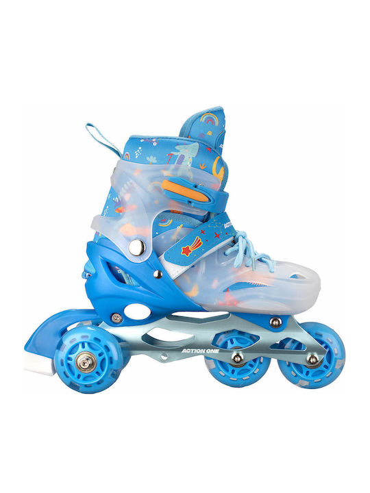 Action One Blaue Dinosaurier Einstellbare Inline Skates Größe M 33-37 Blau