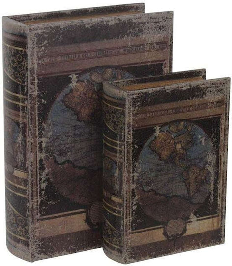 Inart Set Dekorative Boxen aus Kunstleder Rosen im Buchformat 2Stück Inart Set Dekorative Boxen aus Kunstleder Rosen im Buchformat 2Stück