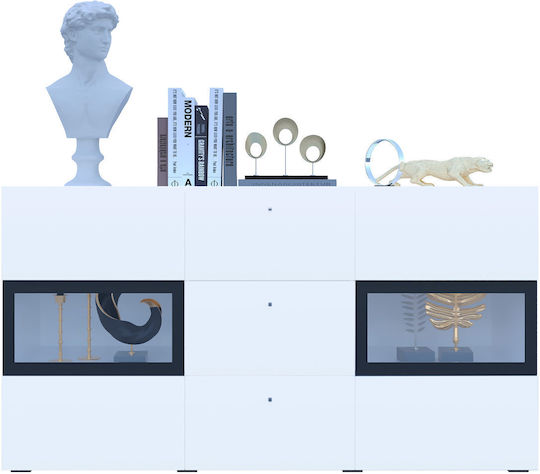 Σύνθετο Σαλονιού Λευκό με Βιτρίνα & Φωτισμό Μ132xΒ39xΥ69εκ.