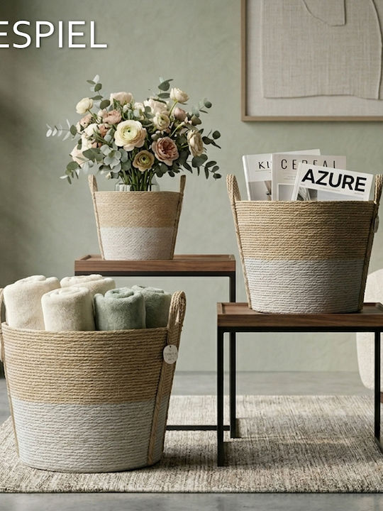 Espiel Basket Synth Rattan Round Set/3 Natural White 35x25 30x20 25x15cm Code Fex201