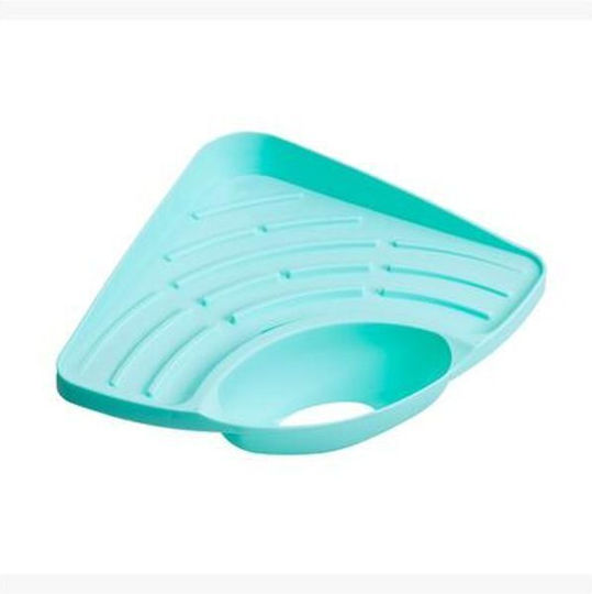 Organizator De Colț Pentru Chiuvetă Zola Cu Scurgere Plastică Fixare Cu Ventuză Albastru