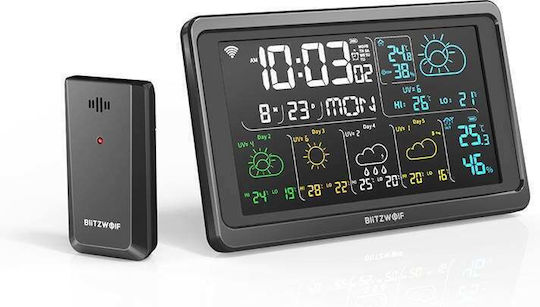 BlitzWolf BW-WS04 Drahtlos Wetterstation Analog Tischplatte Schwarz