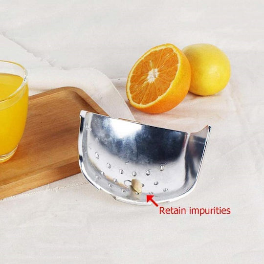 Handpresse Orange aus Metall in Silber Farbe