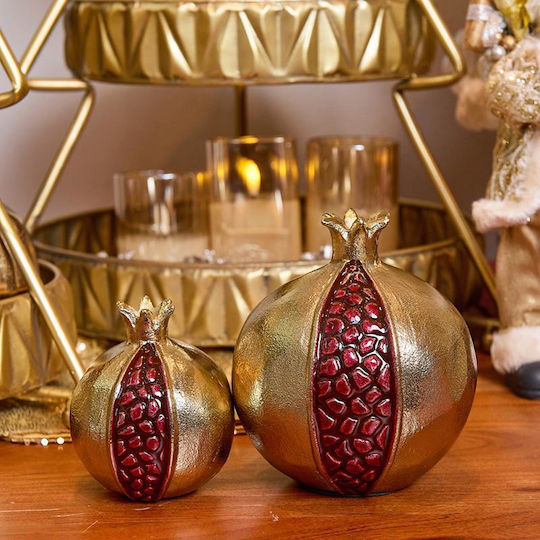 Metallic Decorative Fylliana Pomegranate Gold-Red Color 13x16cm
