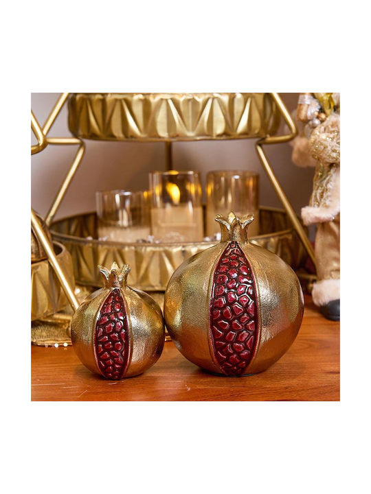 Metallic Decorative Fylliana Pomegranate Gold-Red Color 10x11cm