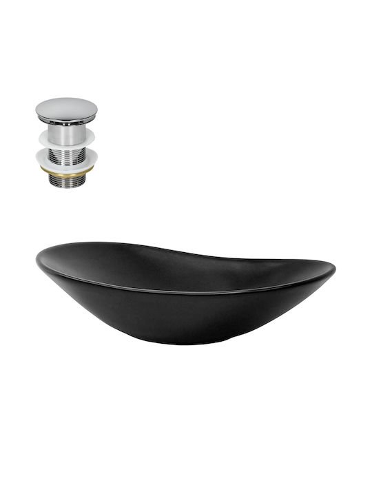 ML-Design Deasupra Blatului Chiuvetă Ceramică 63x36x15.5cm Negru