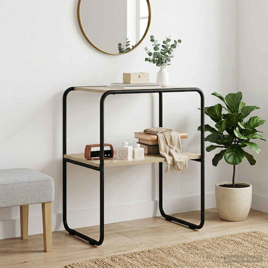 Console Table Made of Wood & Metal Oak L80xW42.5xH70cm