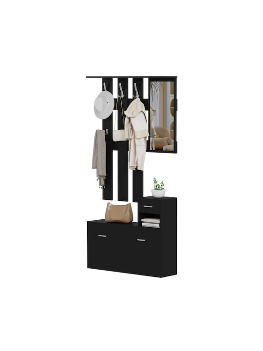Eingangsmöbel mit Spiegel / Garderobe & Schuhschrank Melamine In Wenge 90x24x190cm