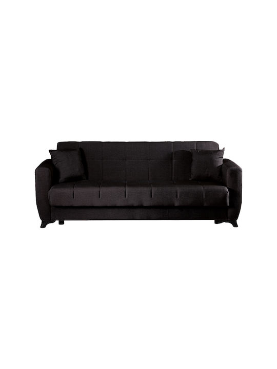 Modesto Canapea Extensibilă Cu Trei Locuri Cu Spațiu De Depozitare Neagră 213x84x86cm
