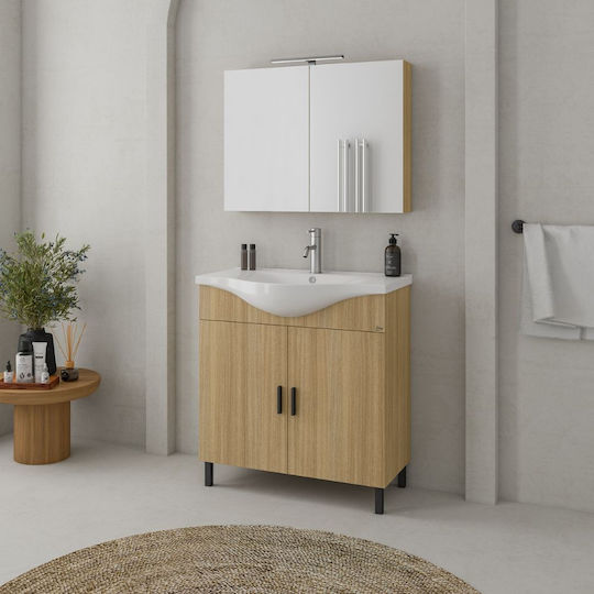 Drop Countertop with Sink & Mirror Oak