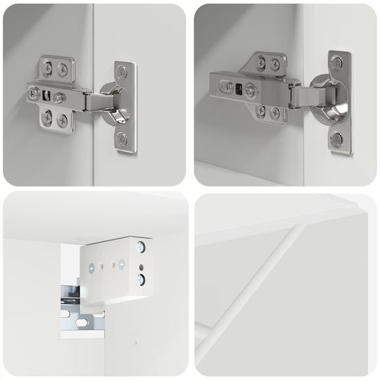 vidaXL Blat cu Lavoar, Oglindă & Coloană L61xW35xH64cm Alb