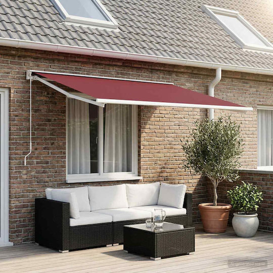 vidaXL Burgundy Awning Fabric with PU Coating 3.5x4m
