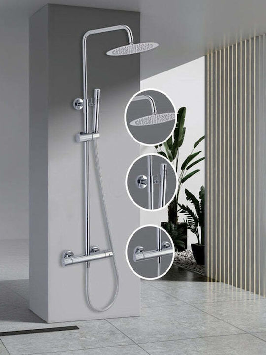 Inter Ceramic Колона За Душ Със Смесител Сива