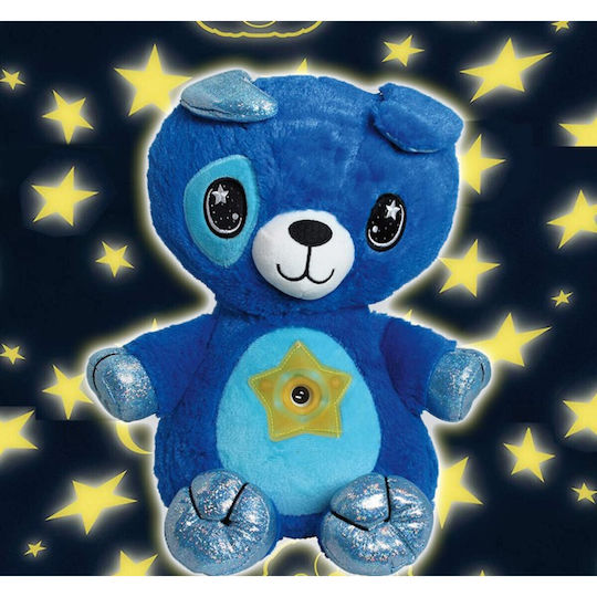 LED Kinder Tischlampe Projektor Stern Teddy mit Sternprojektion Blau 30x16cm