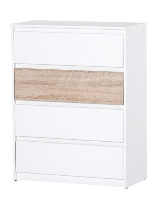 Comoda pentru Dormitor Rimino cu 4 sertare Albă 80x38x104buc