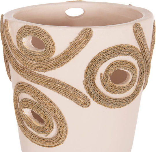 Decorative Vase Ceramic Beige Diameter 22cm