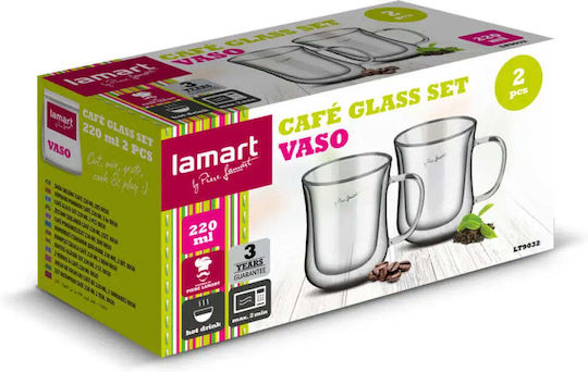 Lamart Vaso Комплект чаши Кафяв от Порцелан Прозрачни 220мл 2бр