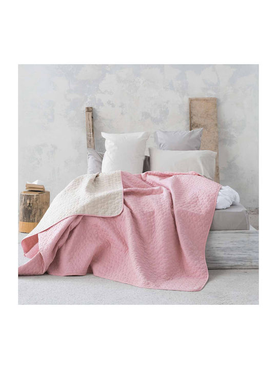 Nima Cerchio Coverlet Queen Size Cotton Rouge Pink-Linen 220x240cm