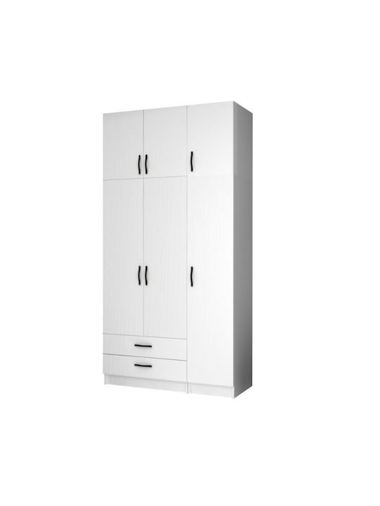 Triple Door Wardrobe Ricardo with Loft White 120x51.8x240cm