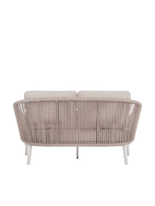 Bench Outdoor Metal White with Pillows 157x149x80cm