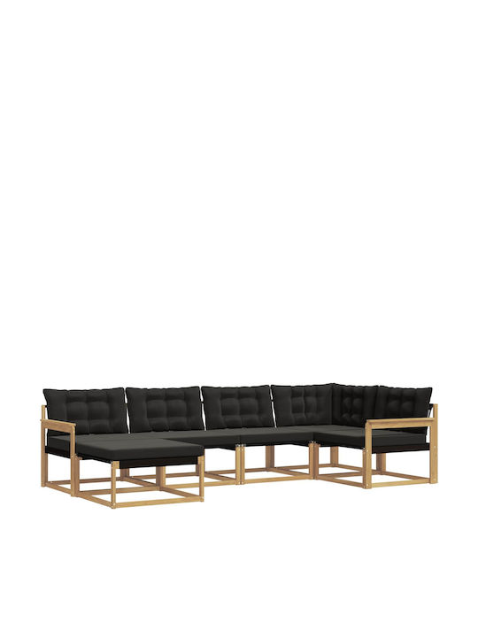 Ecksofa Outdoor Hölzernes mit Kissen 327x168.5x73cm