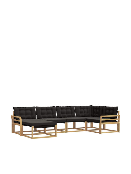 Ecksofa Outdoor Hölzernes mit Kissen 329x170.5x73cm
