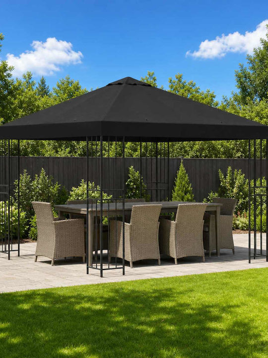 vidaXL Garten Gazebo Schwarz 3x3m