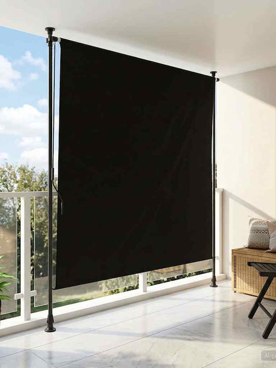 vidaXL Τέντα Βεράντας με Led Μαύρη 1.2x2.7m