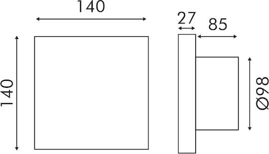 Aca Επιτοίχιος Εξαεριστήρας Μπάνιου 140mm Μαύρος