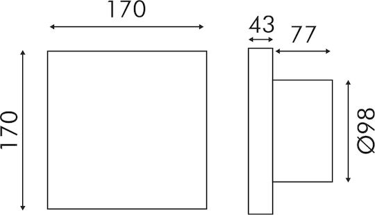 Aca Стенен Вентилатор За Баня 170mm Черен