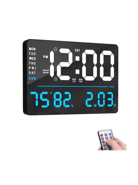 Factory Часовник На Стена Дигитален Бял 10x22см