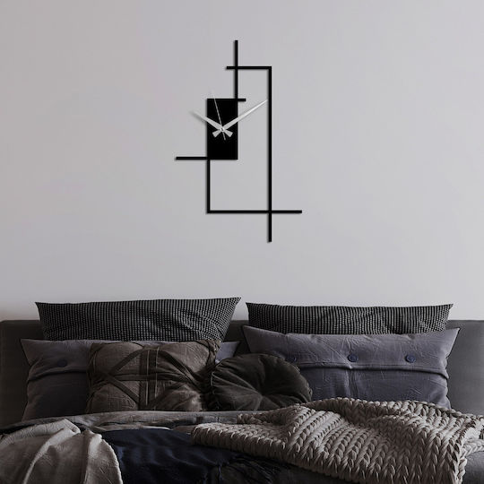 Wallity Ceas de Perete Metalic Negru 49x30cm