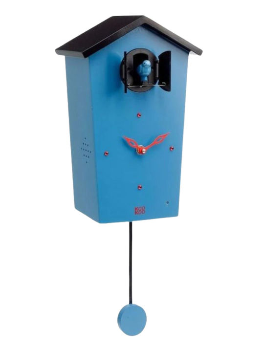 KooKoo Wanduhr Hölzernes Mit Pendel Blau 27.5x17cm