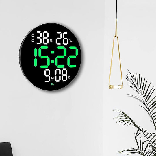 Led Часовник На Стена Дигитален Пластмасов Черен