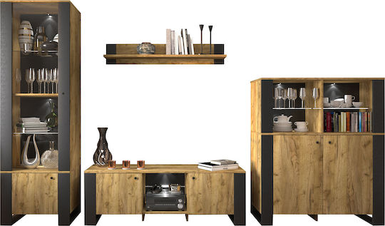 Μπουφές Old Wood Ξύλινος Χρυσός Δρύς - Μαύρο 106.2x44x128.5cm