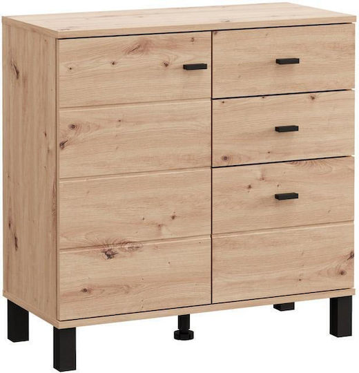 Wooden Sideboard with Drawers Artisan Oak 77x35x78cm Wooden Sideboard with Drawers Artisan Oak 77x35x78cm