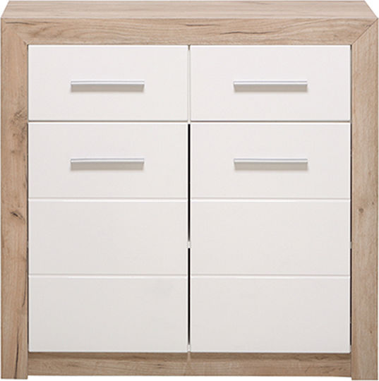 Sideboard Etna Wooden with Drawers Grey Oak / White Lacquer 93x35x90.5cm Sideboard Etna Wooden with Drawers Grey Oak / White Lacquer 93x35x90.5cm