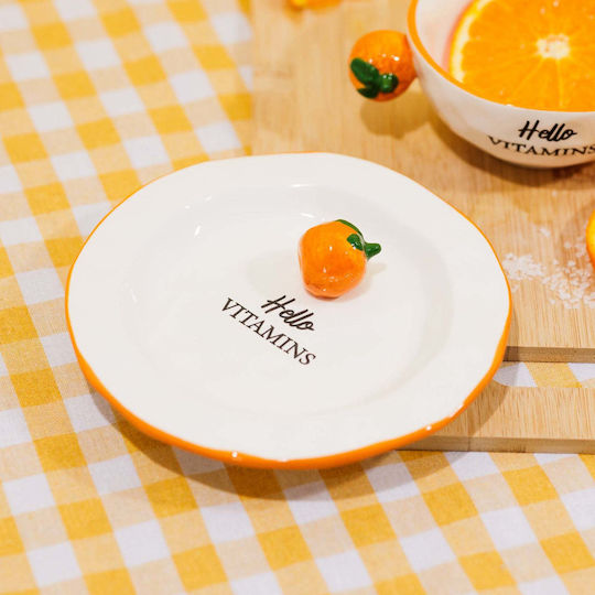 Koart 1.kal-6900 Porcelain Small Serving Plate Decorated Orange 15x15x4cm