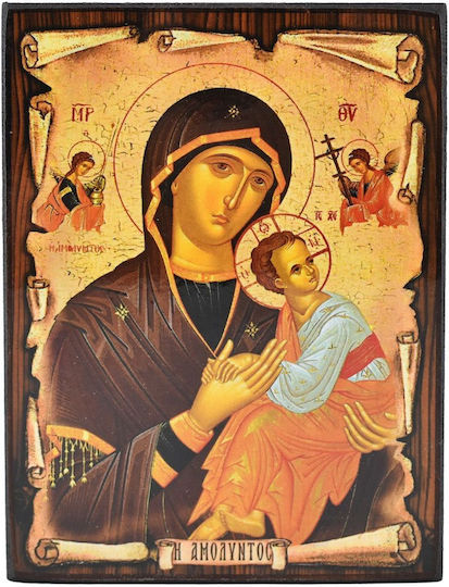 Handgefertigte Heiligenikone Maria Unbefleckte Papier 5x6cm