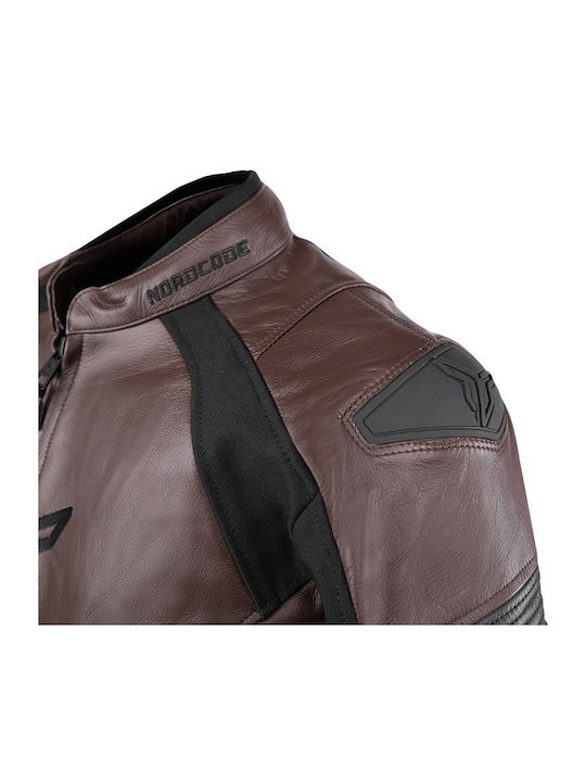 Nordcode Oversize Winter Men's Motorcycle Jacket Leather Brown
