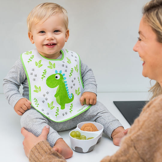 Babyono Waterproof Bib from 100% Cotton with Hoop & Loop Fastener Blue, Blueberry for 9 m+
