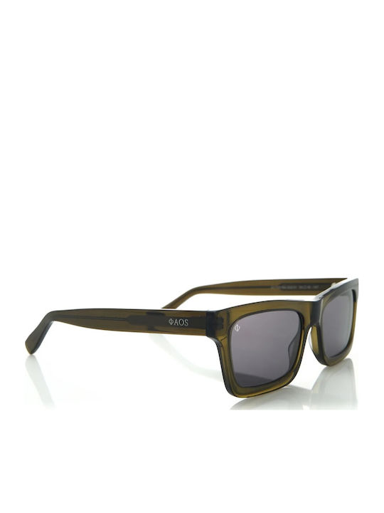 Faos Men's Sunglasses with Green Plastic Frame and Gray Lens 474341