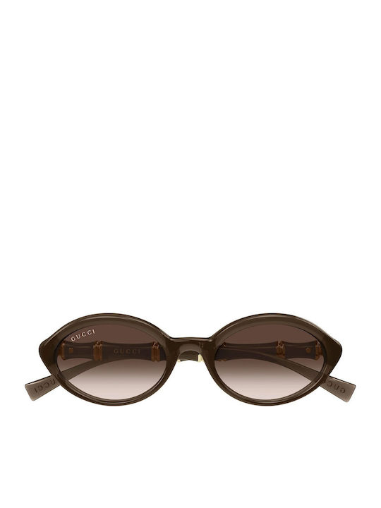 Gucci Unisex Sunglasses With Brown Horn-Rimmed Frame And Brown Lens